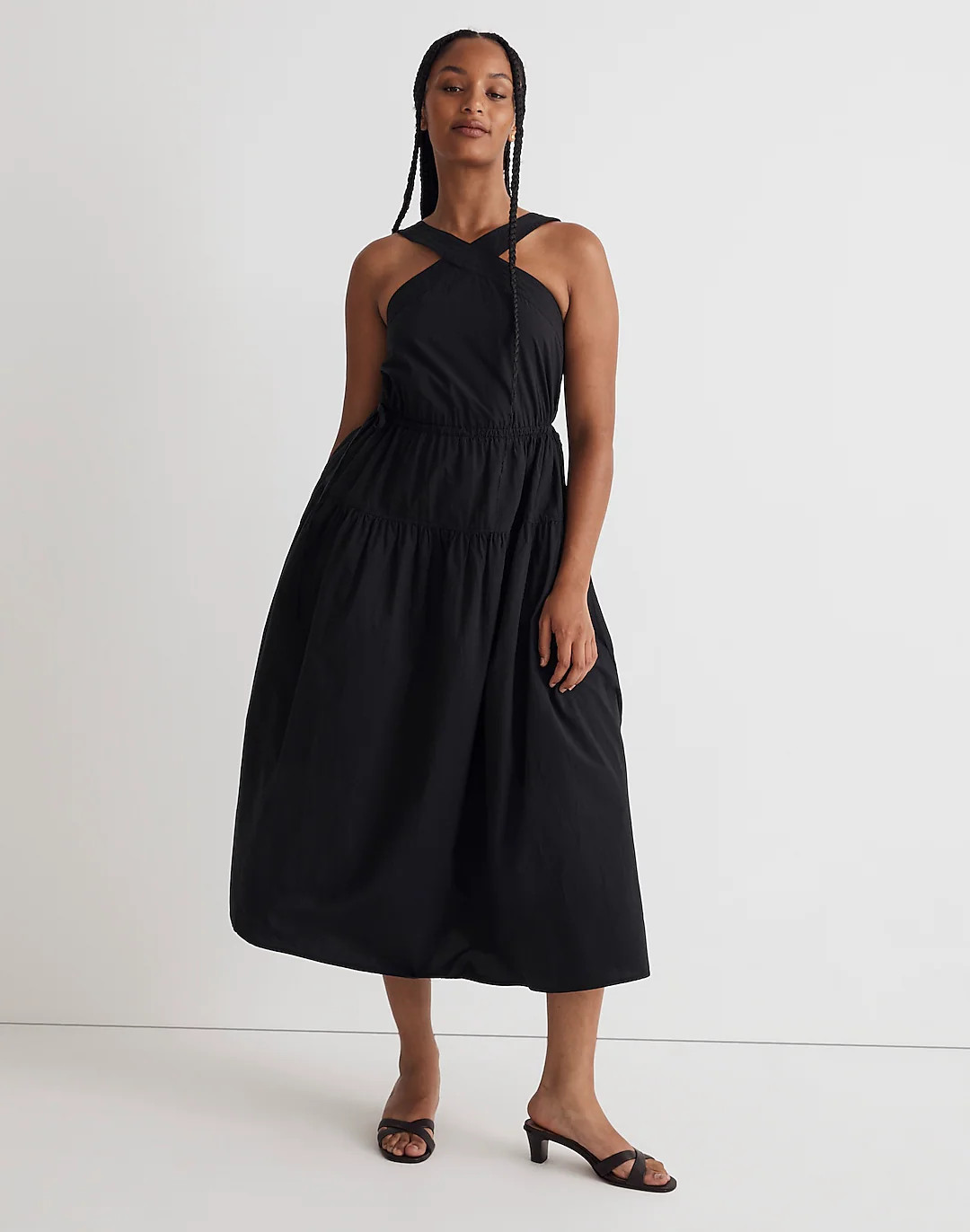 Poplin Halter Tiered Midi Dress | Madewell