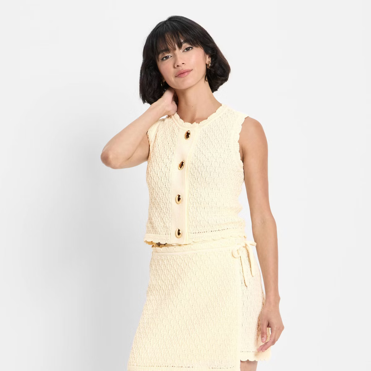 Women's Button-Front Sweater Vest - Future Collective Cream XS | Target