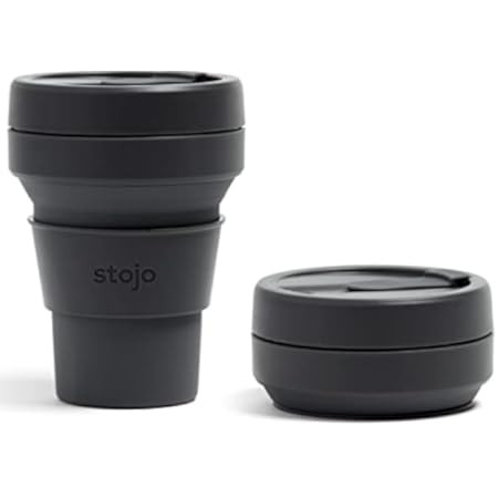 Stojo Titan Collapsible Travel Cup With Straw - Carbon Gray, 24oz / 710ml - Reusable To-Go Pocket Si | Amazon (US)