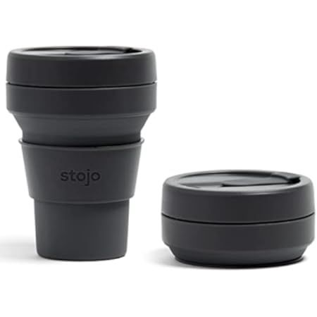 Stojo Titan Collapsible Travel Cup With Straw - Carbon Gray, 24oz / 710ml - Reusable To-Go Pocket Si | Amazon (US)