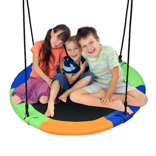Gymax 40'' Flying Saucer Tree Swing Outdoor Play Set w/ Adjustable Ropes Colorful - Walmart.com | Walmart (US)