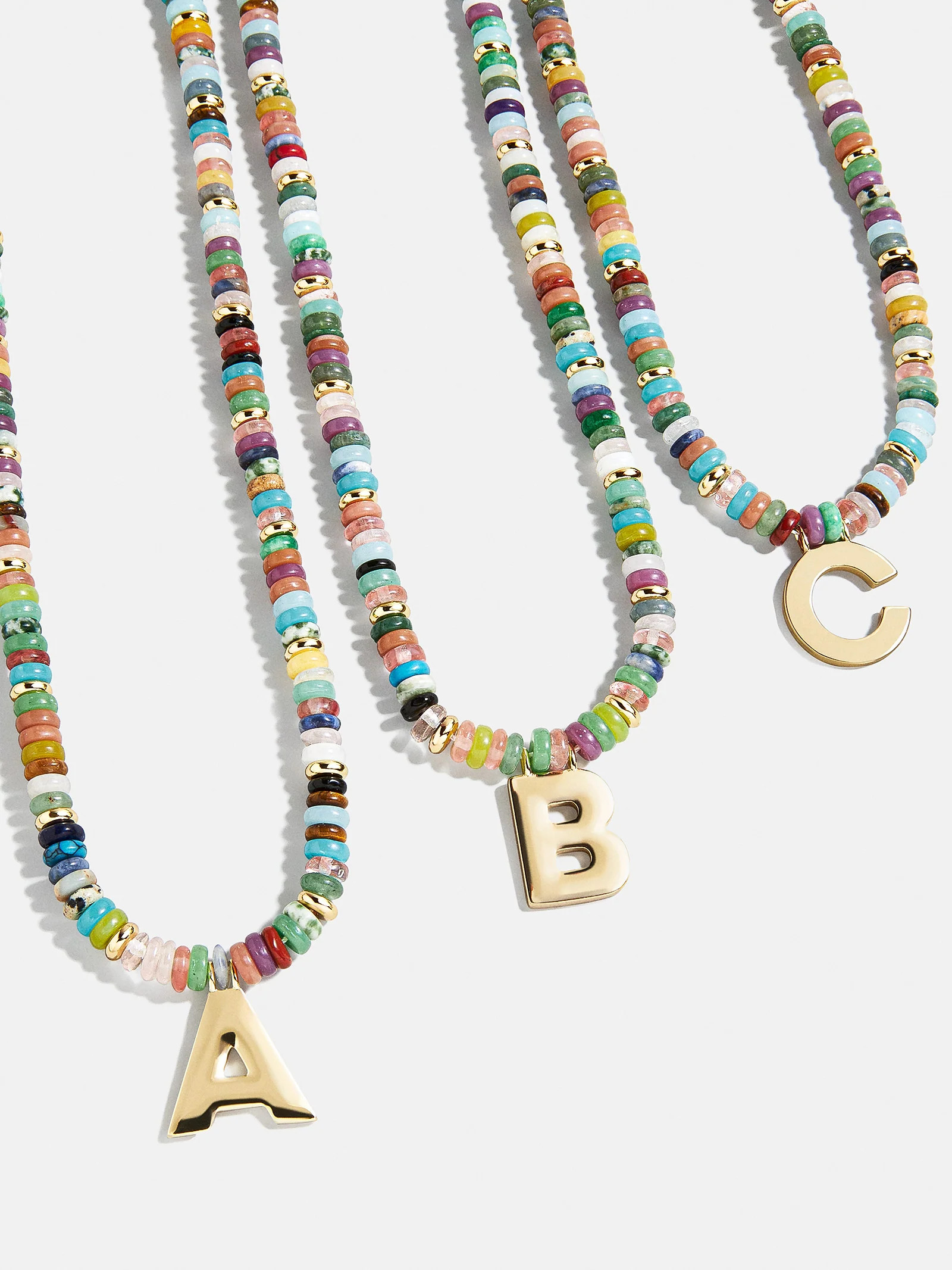 Semi-Precious Block Initial Necklace - Multi/Gold | BaubleBar