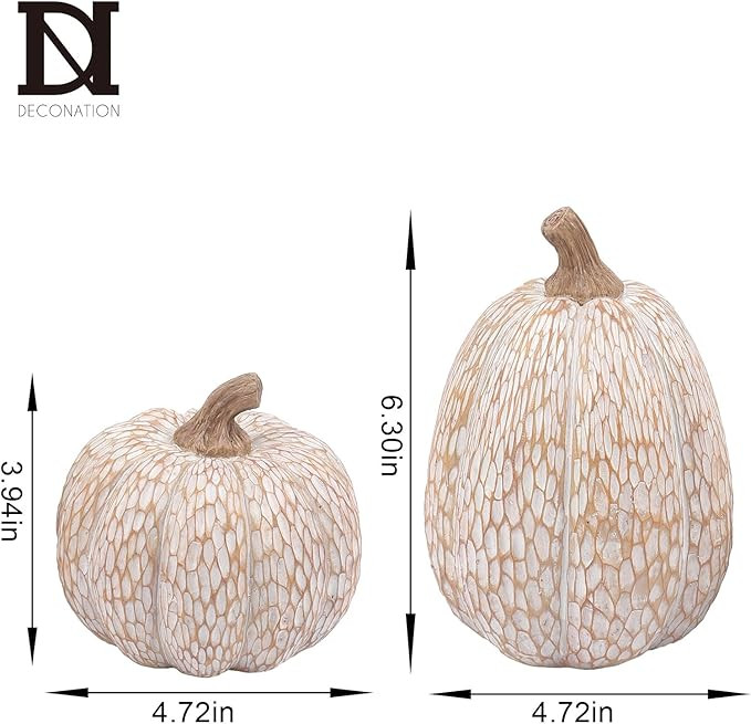 DN DECONATION Thanksgiving Resin Pumpkin Statue, Brown and White Pumpkin Figurine, Faux Decorativ... | Amazon (US)