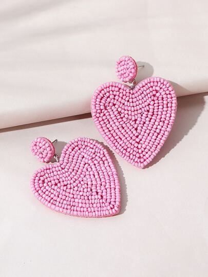 Heart Design Seed Bead Earrings | SHEIN