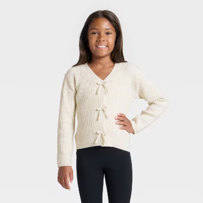 Girls' Ribbed Bow Cardigan - Cat & Jack™ | Target