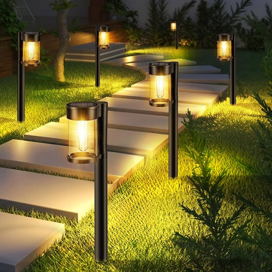 Mancra Solar Pathway Lights Outdoor, 10 Pack Metal & Glass Solar Lights Outdoor Waterproof Landsc... | Amazon (US)