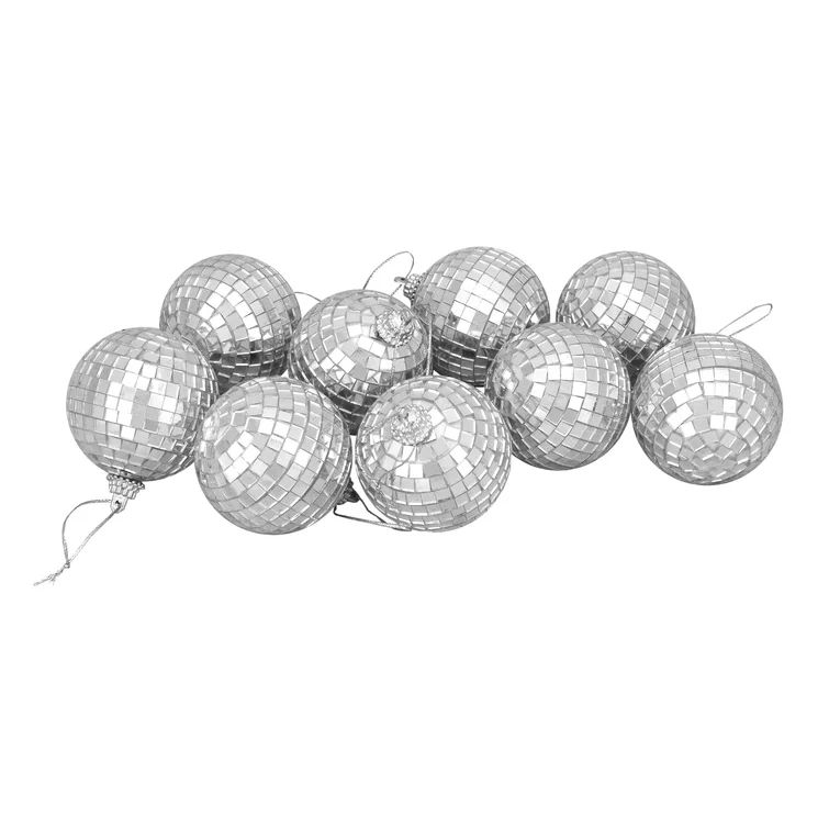 9Ct Silver Splendor Mirrored Glass Disco Ball Christmas Ornaments 2.5 (60Mm) | Wayfair North America