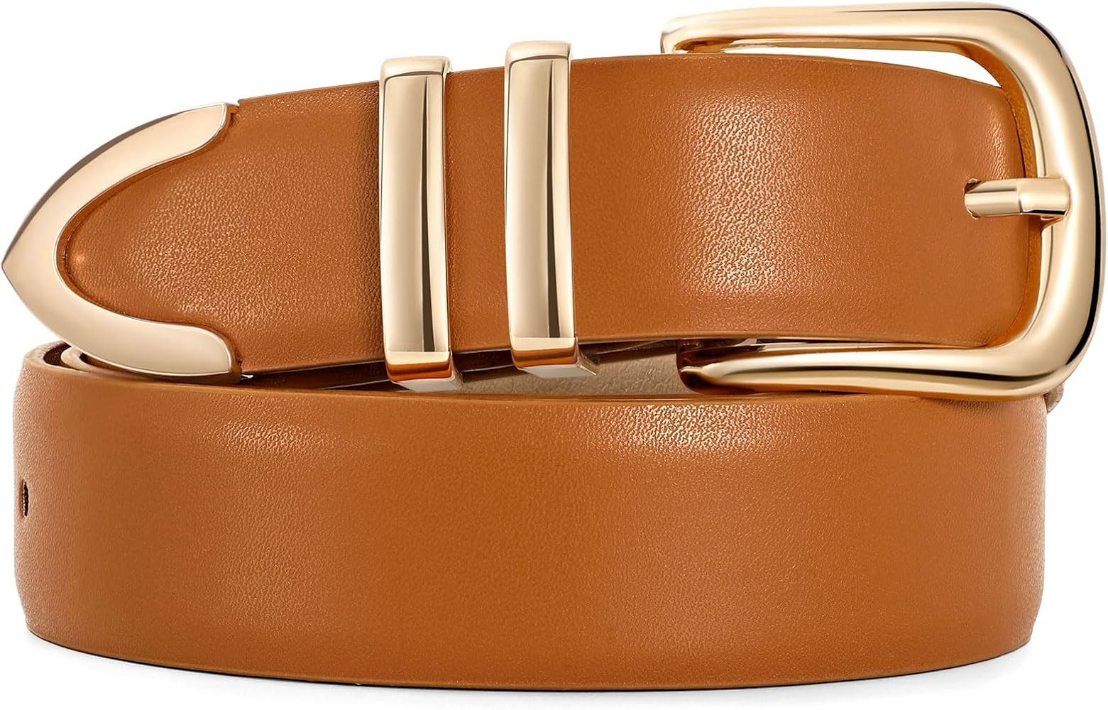 JASGOOD Women Leather Belt with Gold Buckle Ladies Fashion Faux Leather Waist Belt for Jeans Pant... | Amazon (US)