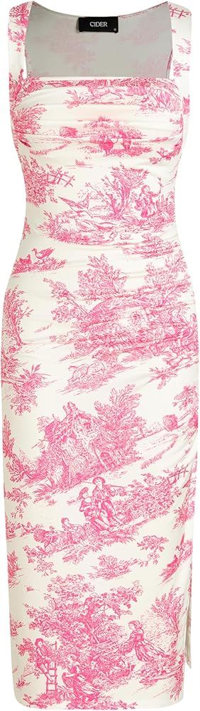 CIDER Toile de Jouy Ruched Split Maxi Dress | Amazon (US)