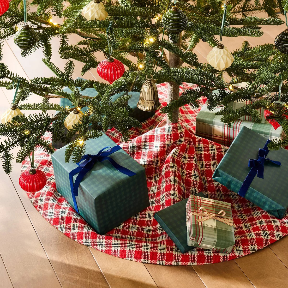 52" Plaid Chunky Woven Tree Skirt Vintage Red - Hearth & Hand™ with Magnolia | Target