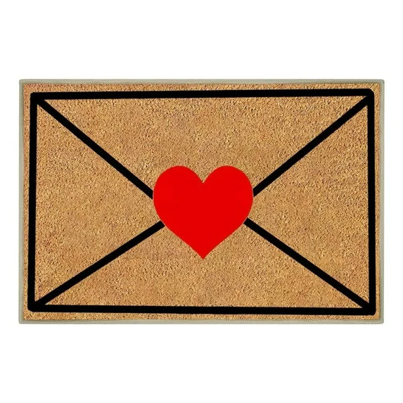 Valentine Rug Outdoor, Envelope Heart Artificial Coir Door Mat, Red Love Heart Welcome Floor Mats... | Walmart (US)