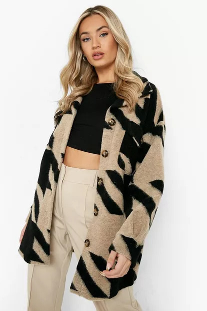 Oversized Dogtooth Shacket | Boohoo.com (US & CA)