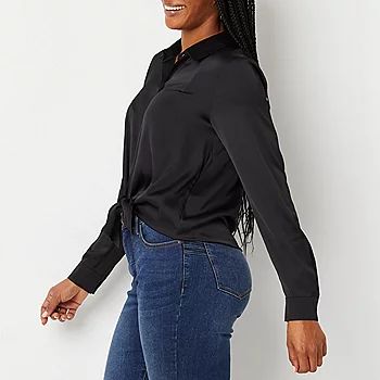 new!Bold Elements Womens Long Sleeve Button-Down Shirt | JCPenney