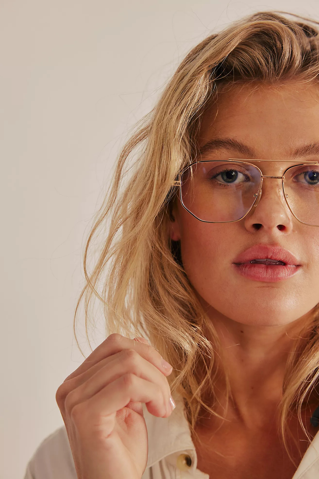 Peter Retro Oversized Blue-Light Aviator Glasses | Free People (Global - UK&FR Excluded)
