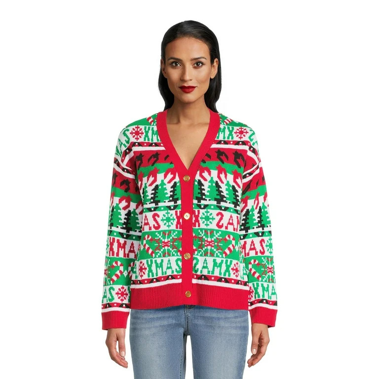 Derek Heart Women's Juniors Christmas Cardigan | Walmart (US)