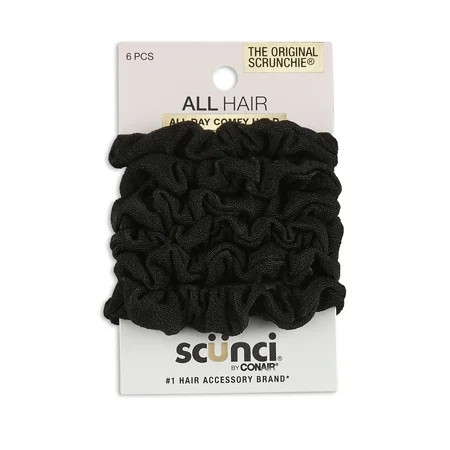 Scunci Mini Washable Scrunchie Hair Ties Black 6 Count | Walmart (US)