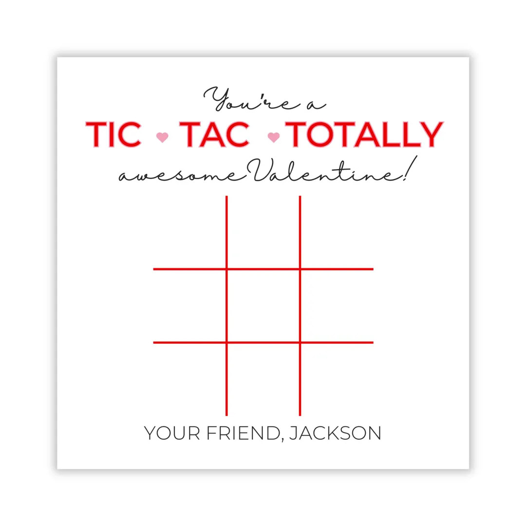 Tic Tac Toe Valentine, Adult Family Enclosure Card, Boy Girl Valentine, Square Gift Tag - Etsy | Etsy (US)