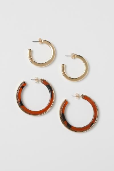 2 Pairs Earrings - Gold-colored/tortoiseshell - Ladies | H&M US | H&M (US + CA)