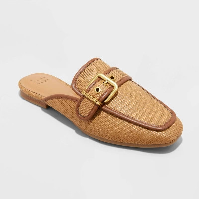 Women's Wendy Raffia Mule Flats - A New Day™ Brown 8 | Target