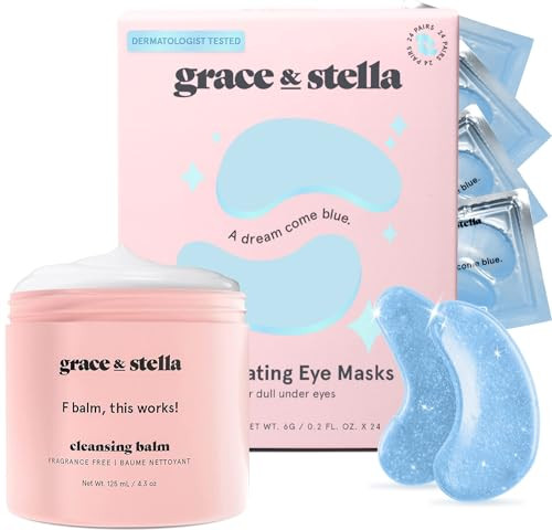 grace & stella Eye Mask Blue 24 Pairs + Cleansing Balm 4.3 oz Bundle | Amazon (US)