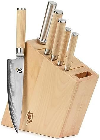 Shun Classic Blonde 7 Piece Knife Set with Angled Birch Block | Amazon (US)
