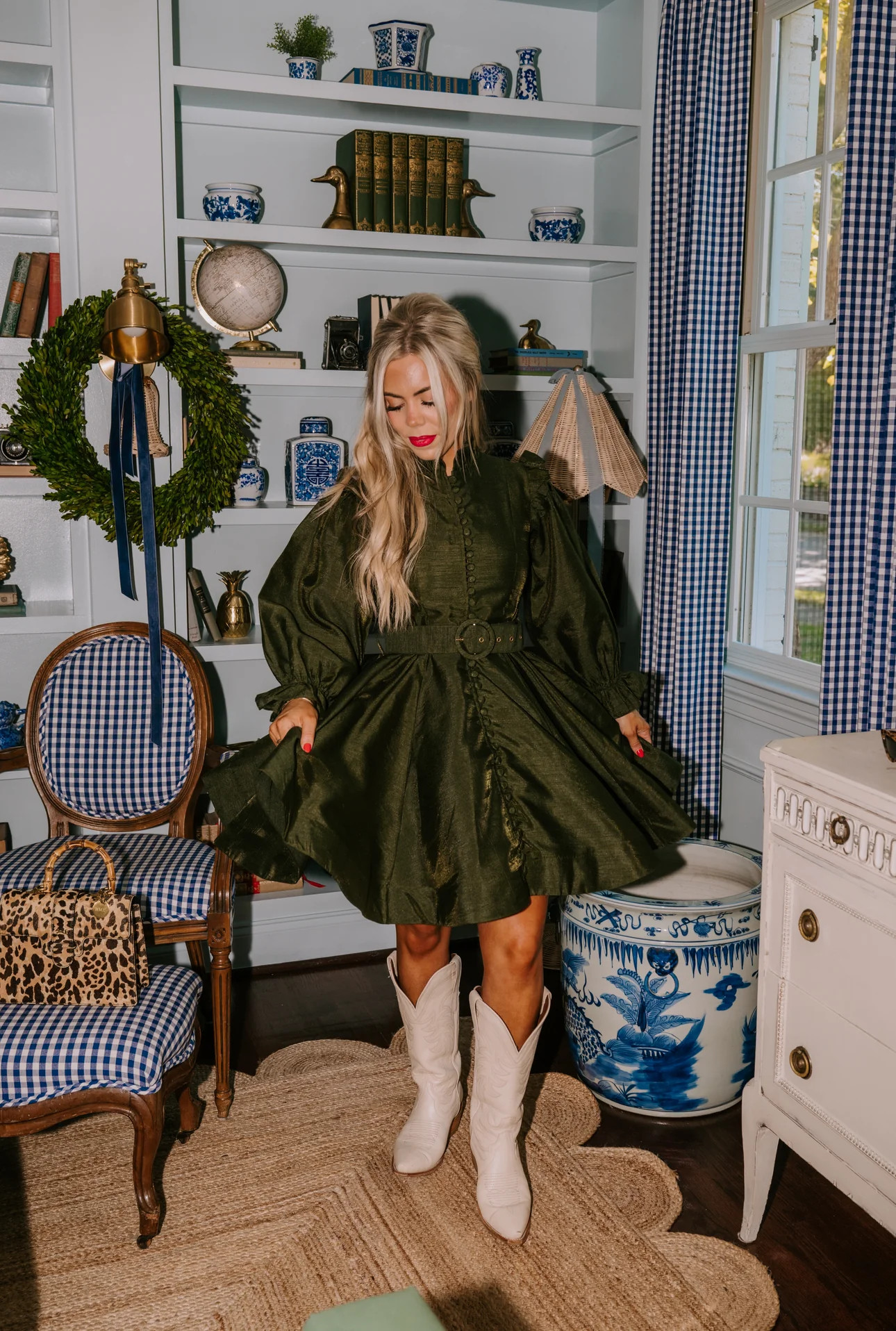 Mary Francis Dress in olive | Elizabeth Wilson Designs