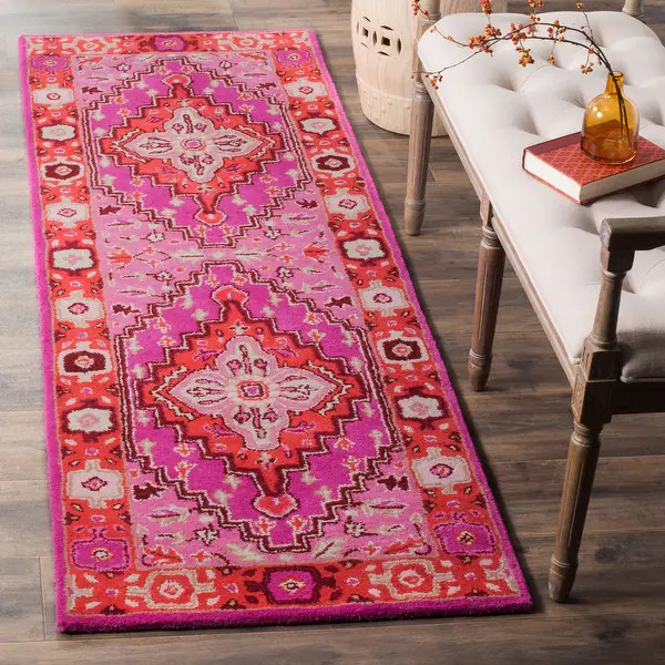 SAFAVIEH Handmade Bellagio Gracia Modern Oriental Wool Rug - 2'3" x 7' Runner - Red/Pink | Bed Bath & Beyond