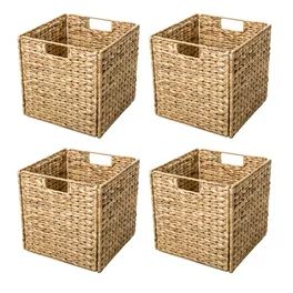 Best Choice Products 12x12in Hyacinth Baskets, Set of 5 Multipurpose Collapsible Organizers w/ In... | Walmart (US)