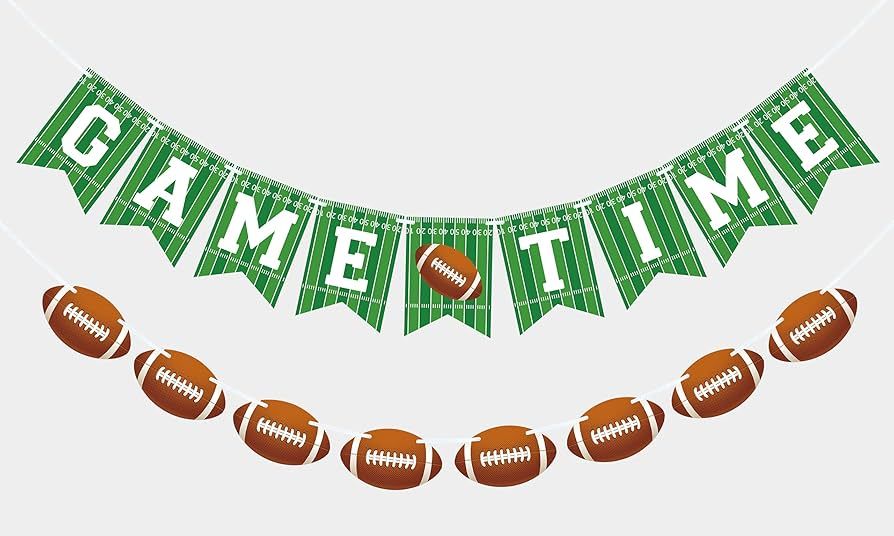 VILIFEVER 2 Pieces Game Time Banner Football Garland for Football Party Decorations, Game Day Spo... | Amazon (US)