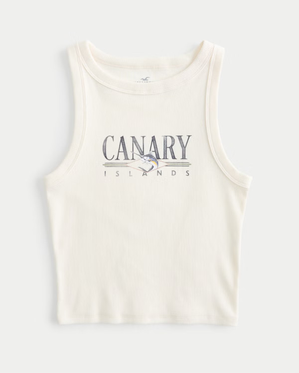 Women's Ribbed Canary Islands Graphic Tank | Women's Clearance | HollisterCo.com | Hollister (US)
