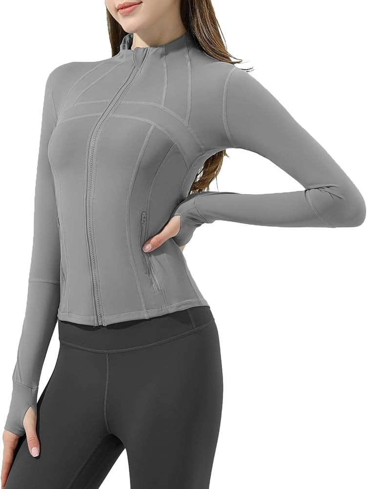 Women's Workout Running Track Jackets Slim Fit Full Zip Yoga Jacket lightweight trendy athletic | Amazon (US)