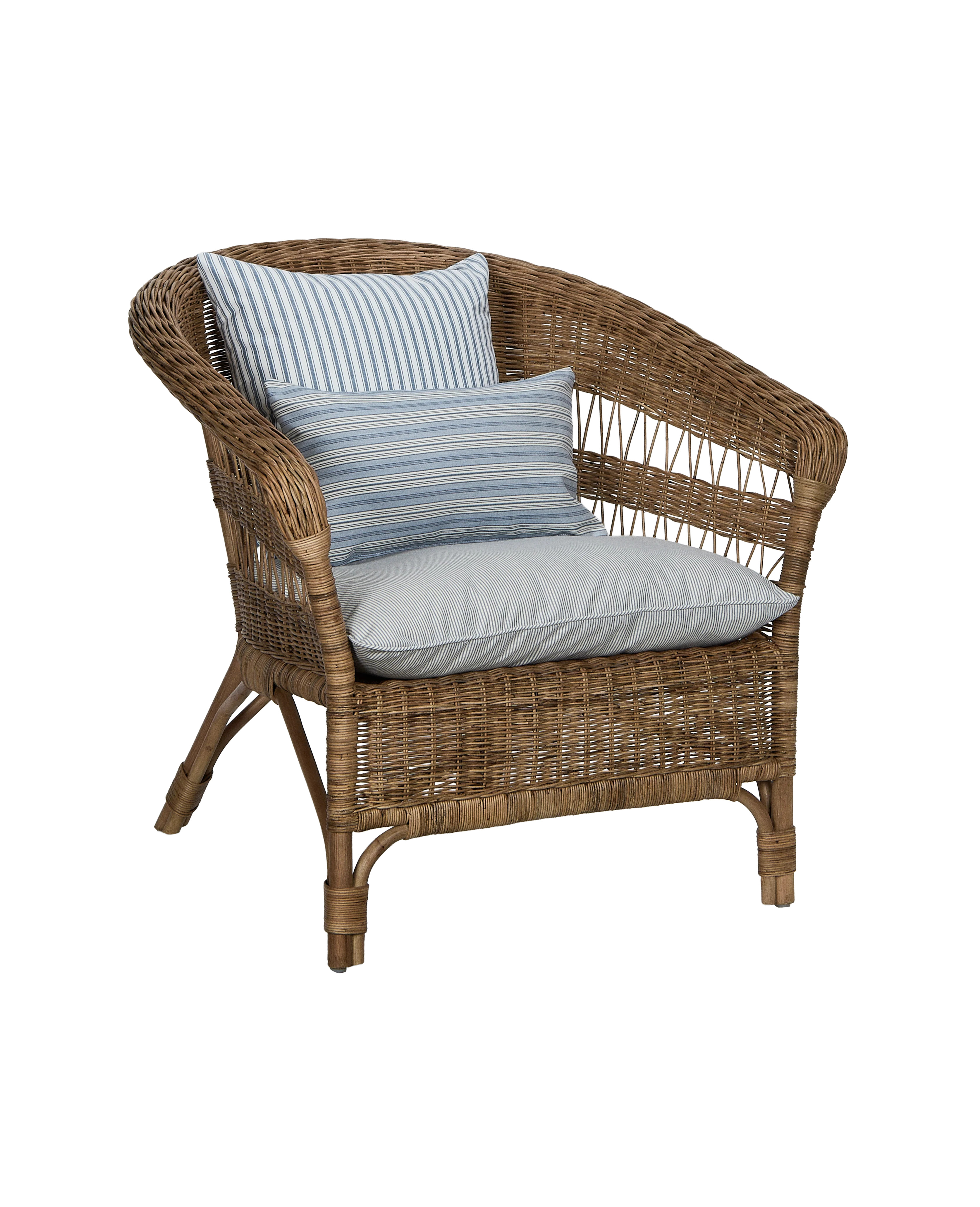 Sanctuary Rattan Lounge Chair - Bayside Stripe | Olive Ateliers