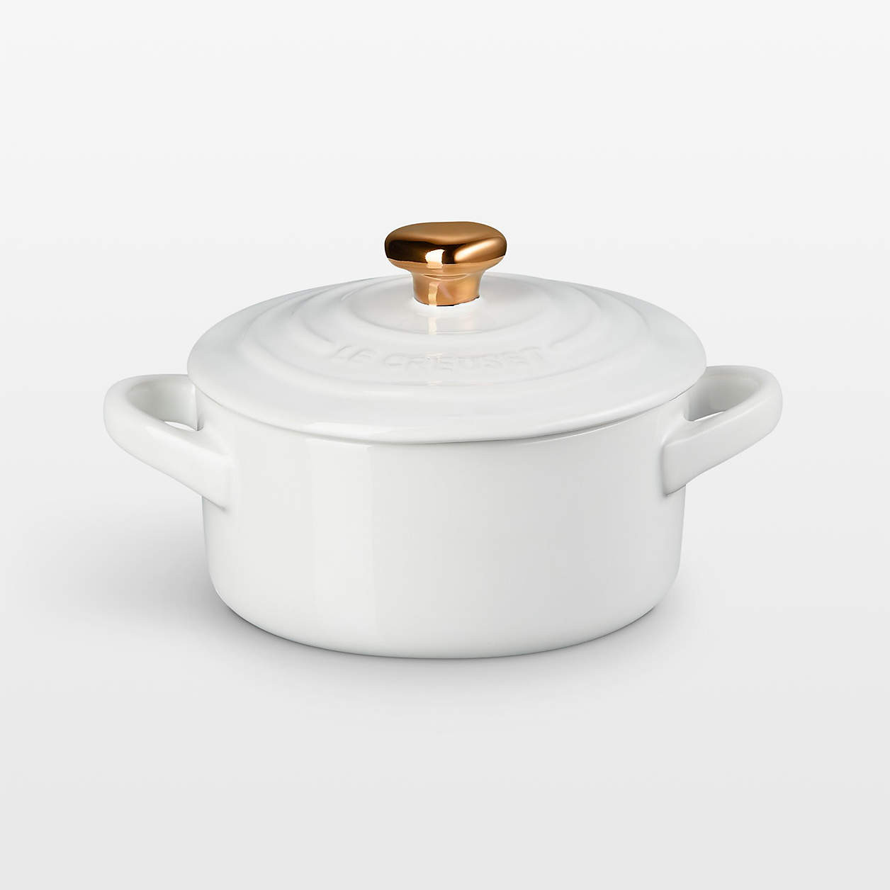 Le Creuset 8-oz Cerise Mini Cocotte with Gold Heart Knob + Reviews | Crate & Barrel | Crate & Barrel