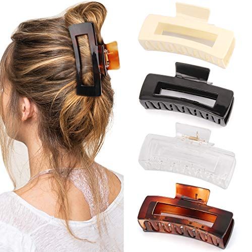 Canitor 4.1 Inche Large Hair Claw Clips 4 PCS, Hair Clips for Thick Hair Acrylic Banana Claw Clips N | Amazon (US)