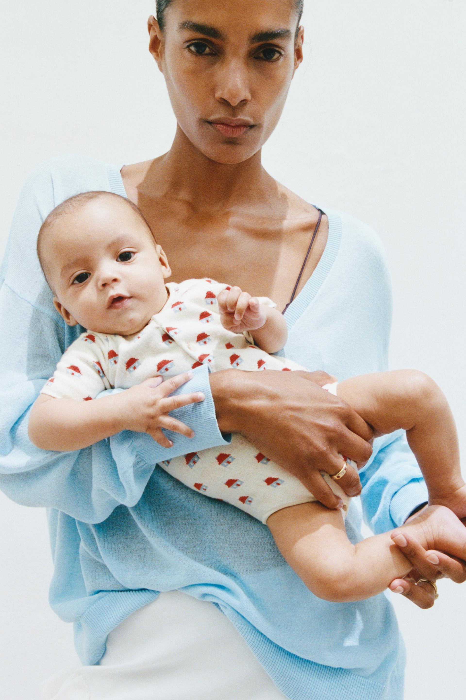 LITTLE HOUSES JACQUARD KNIT ROMPER | Zara US