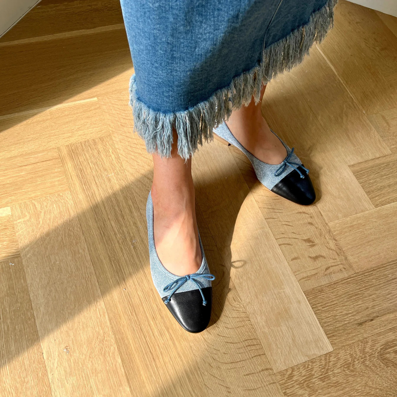 Como Ballet Flat in Denim/Black | A. Soliani | A.Soliani