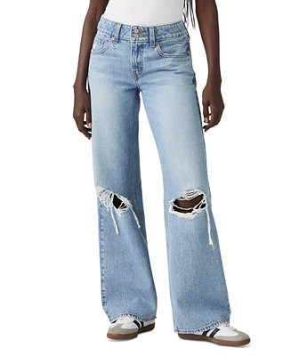 Women's Super-Low Double-Button Relaxed-Fit Denim Jean | Macy's
