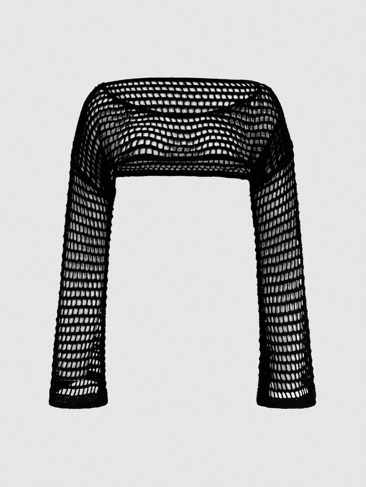 Ladies' Hollow Out Super Short Sweater | SHEIN