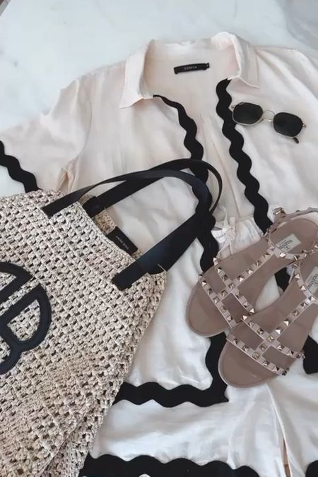 This summer outfit is so cute! 
I love the details and how elegant and chic it looks. Also love this Valentino Rockstud sandals, so comfy and chic.
It fits true to size.

#LTKSeasonal #LTKStyleTip #LTKOver40