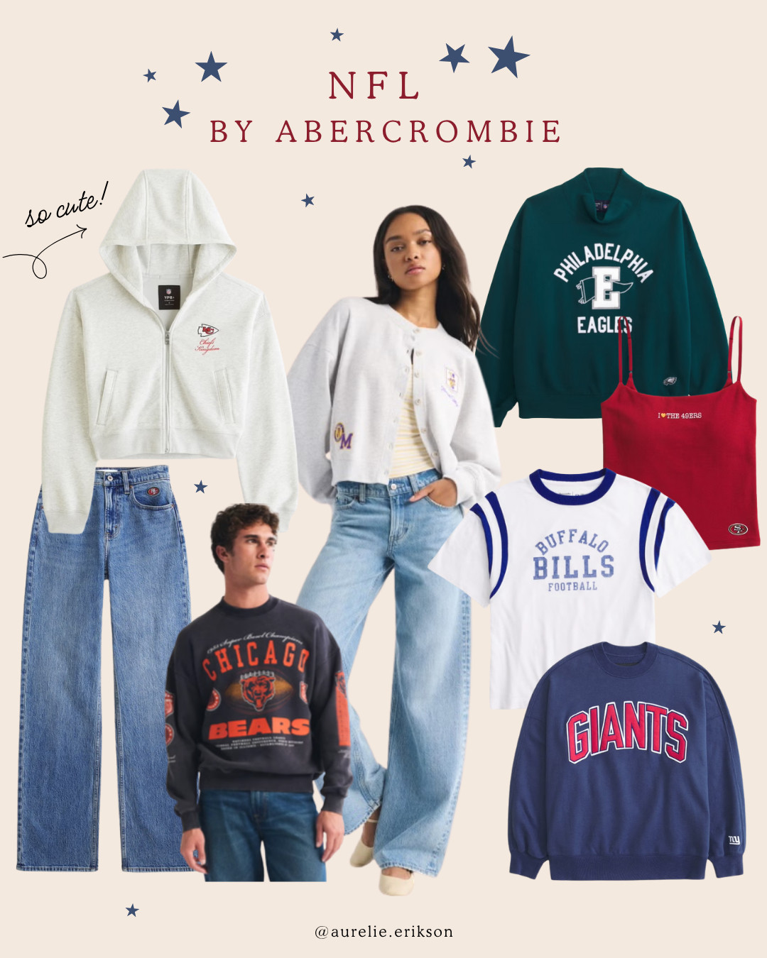 NFL GAME DAY GEAR 🏈 Abercrombie has the cutest NFL pieces for repping your team! From cozy sweatshirts to tees and game day favorites, these are perfect for showing off your team colors all season long. ❤️💙💚🏟️ #Abercrombie #NFL #NFLGear #GameDayStyle #GameDayOutfit #FootballSeason #NFLFashion #TeamColors #GameDayGear #AbercrombieStyle 

 