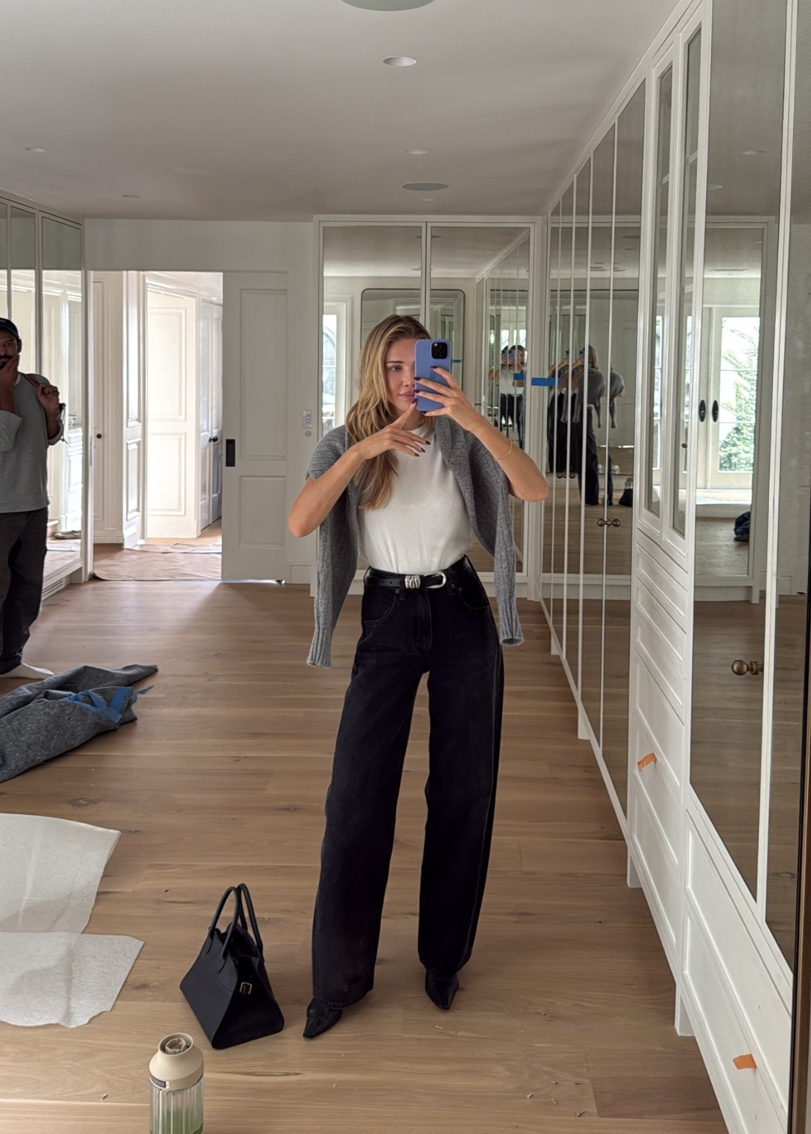 fall layers - wearing XS tshirt (the row), 23 jeans, Khaite sweater in XS 