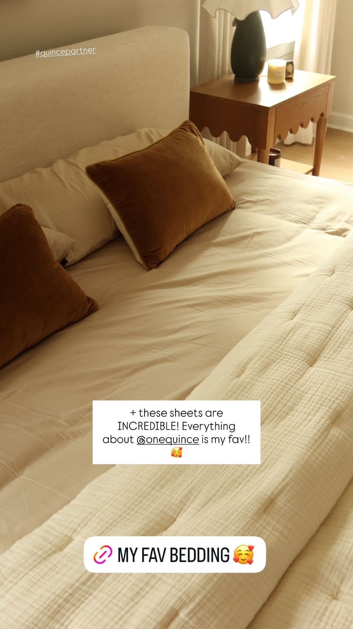 + these sheets are INCREDIBLE! Everything about @onequince is my fav!!🥰 #quincepartner