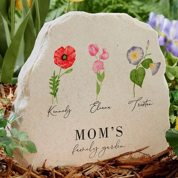 Birth Month Flower Personalized Standing Garden Stone | Personalization Mall