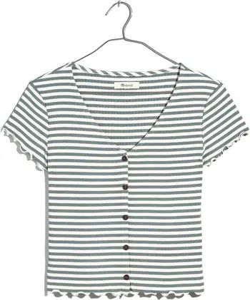 Stripe V-Neck Button-Up T-Shirt | Nordstrom