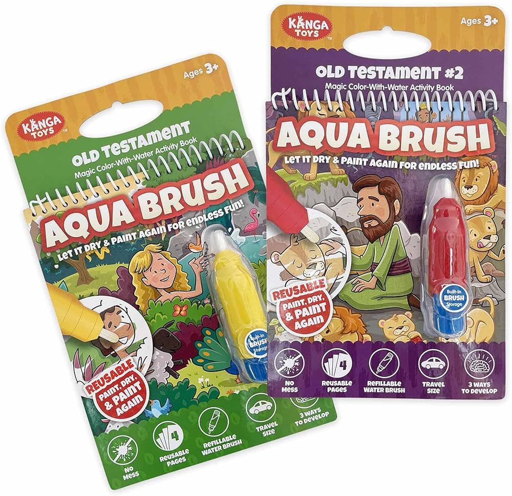 Aqua Brush 2 Pack | Old Testament #1 and Old Testament #2 Color with Water Activity Books, Bible ... | Amazon (US)
