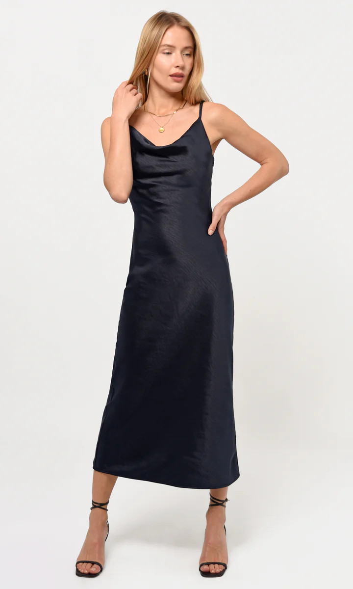 Linda Satin Cowl Neck Slip Maxi | Greylin Collection | Women's Luxury Fashion Clothing 