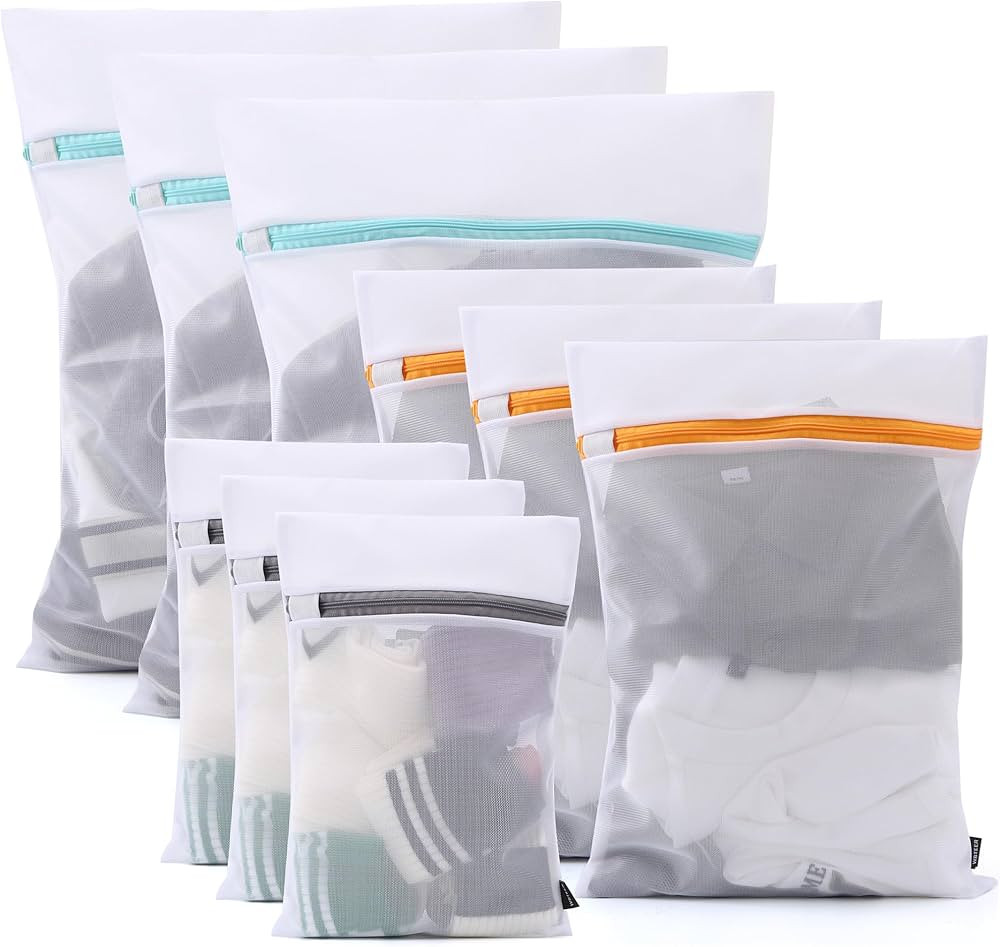 WBTEER 9-Piece Laundry Bag, Mesh Laundry Bag with Zipper, Lingerie Bags for Washing Delicates, 3 ... | Amazon (US)