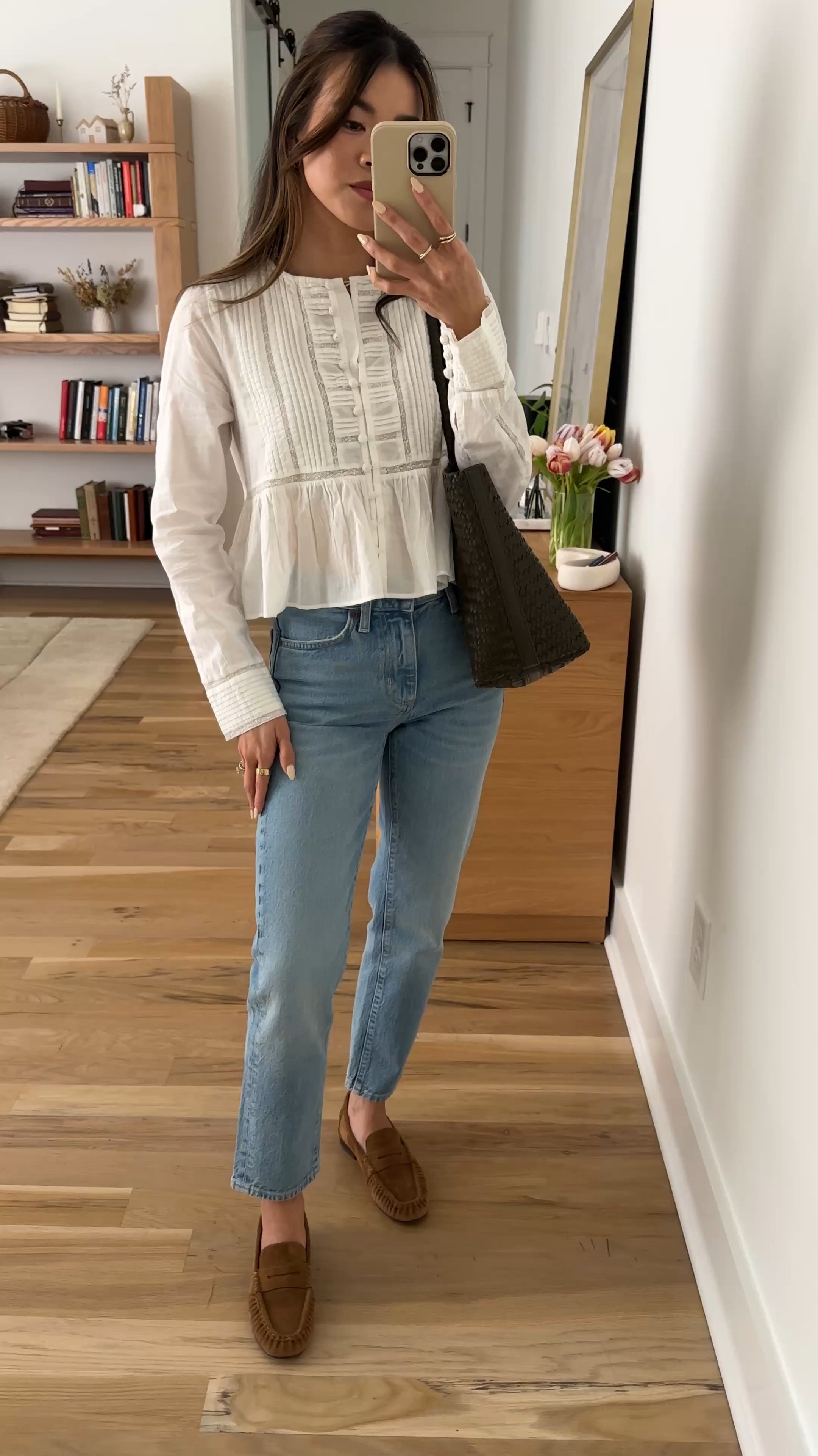 Sizing info:
•blouse size 2 
•jeans size 24 (I’d recommend sizing up if you’re between sizes) in vintage light blue 

petite fashion, get dressed with me, outfit inspiration, ootd, nashville outfit, Nashville influencer, petite style, vacation style, casual outfits, mom style, petite pants, spring outfits, spring outfit info, spring pants, spring outfit idea, spring top, spring bag, spring blouse, spring shoes, spring jeans, aritzia jeans  
@Aritzia 
 @SEZANE 

#LTKPetite #LTKootd #LTKSeasonal