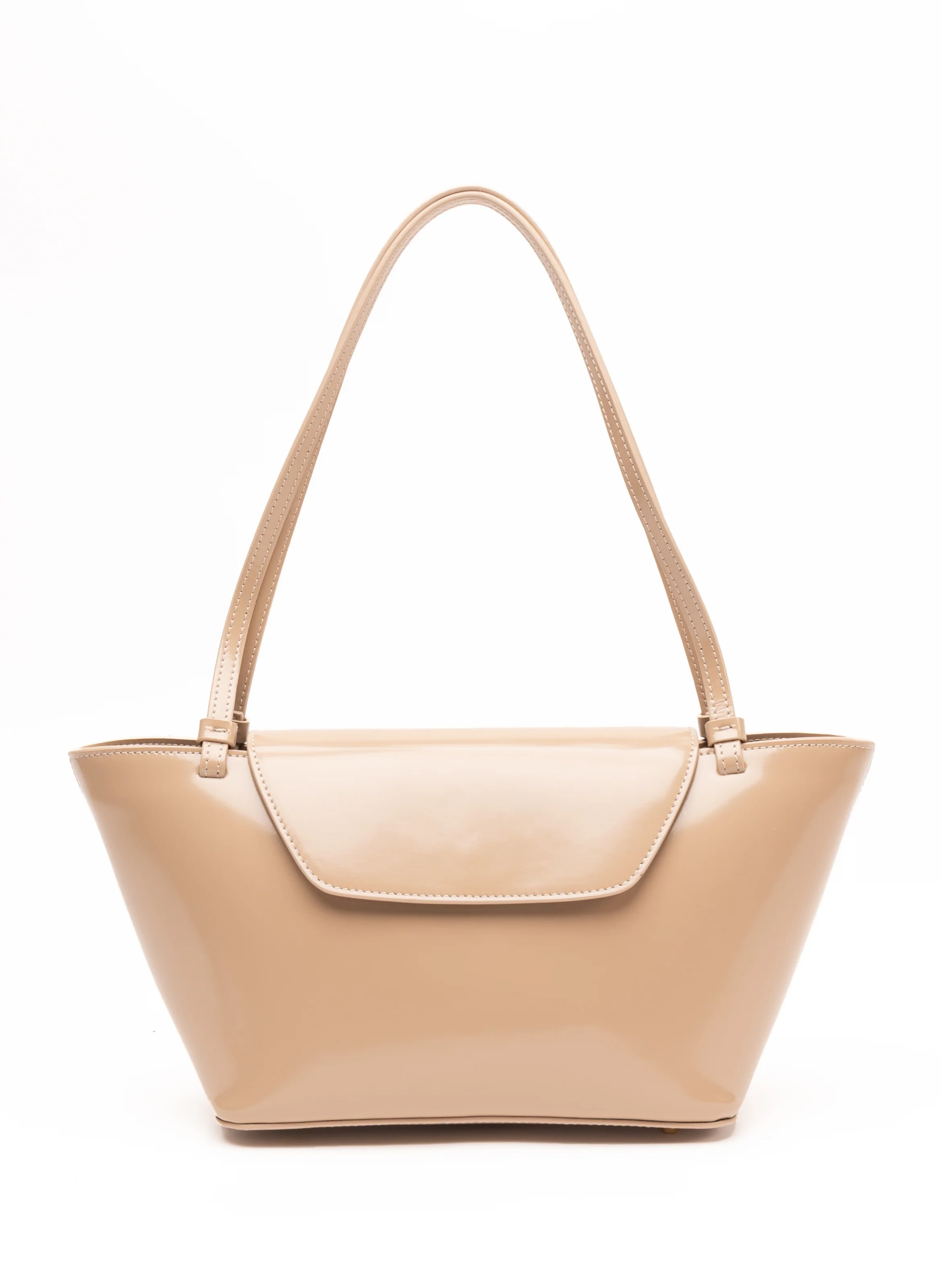 Courrier Tote Patent Leather Beige | Elleme