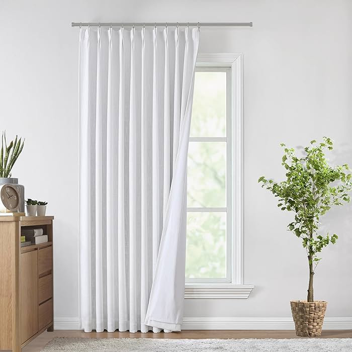 Vision Home White Pinch Pleated Full Blackout Curtains 60 inch Wide Thermal Insulated Window Pane... | Amazon (US)